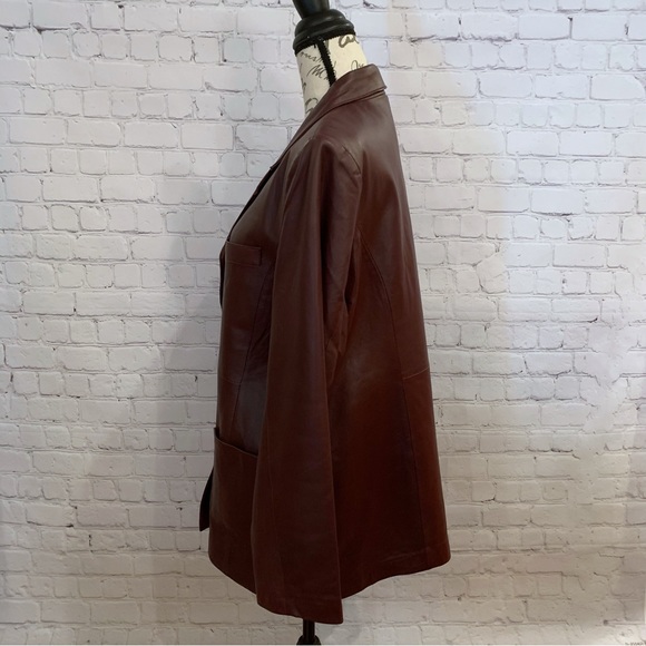 FINAL PRICE Dialogue vintage wine leather button front lined jacket size Large - Picture 9 of 13